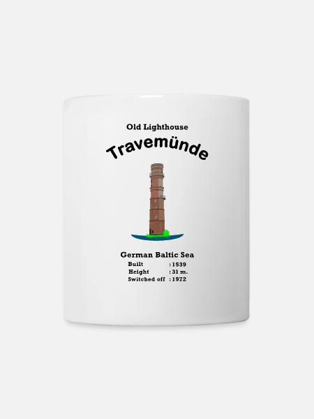 Alter Leuchtturm Travemünde, Ostsee, Deutschland - Tasse - Weiß