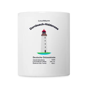 Leuchtturm Dornbusch- Hiddensee, Zeichnung - Tasse - Weiß - Vorne