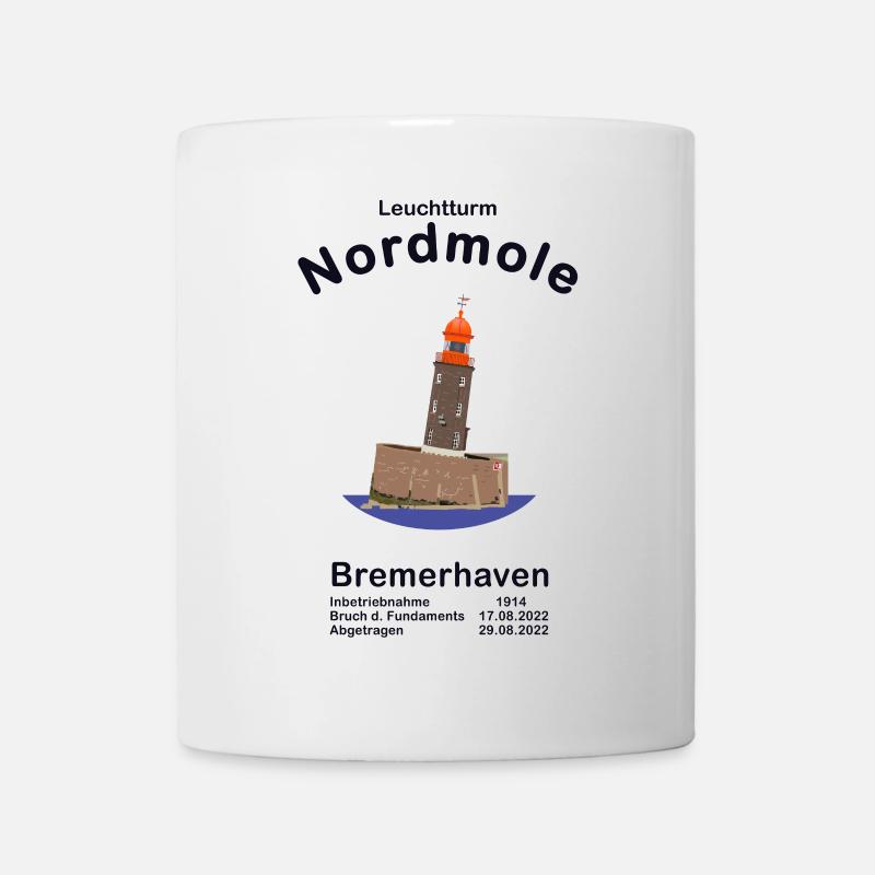 Schiefer Turm von Bremerhaven, Nordmole - Tasse - Weiß