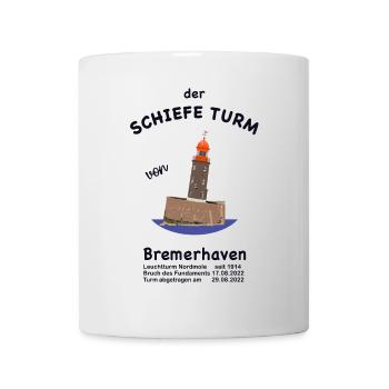 Der schiefe Turm Bremerhaven, Leuchtturm Zeichnung - Tasse - Weiß - Vorne