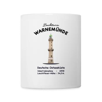 Leuchtturm Warnemünde Wahrzeichen Zeichnung - Tasse - Weiß - Vorne