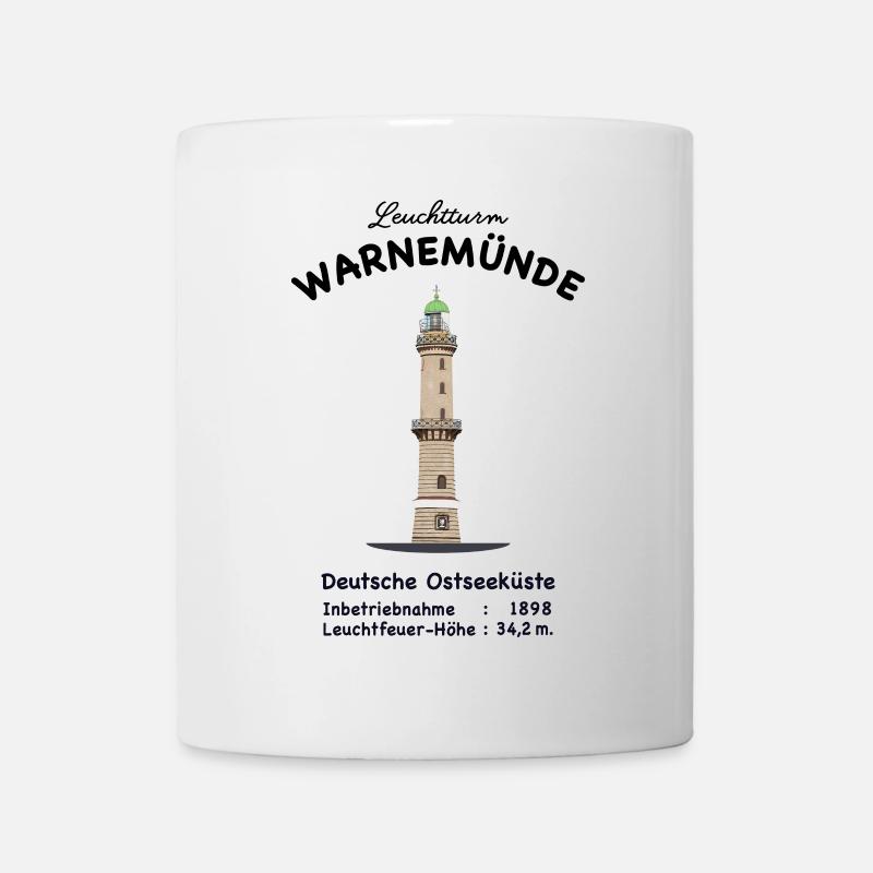 Leuchtturm Warnemünde Wahrzeichen Zeichnung - Tasse - Weiß