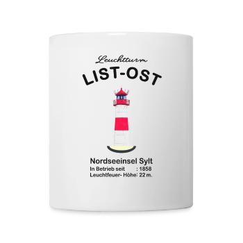 Leuchtturm List - Ost auf Sylt, Zeichnung - Tasse - Weiß - Vorne