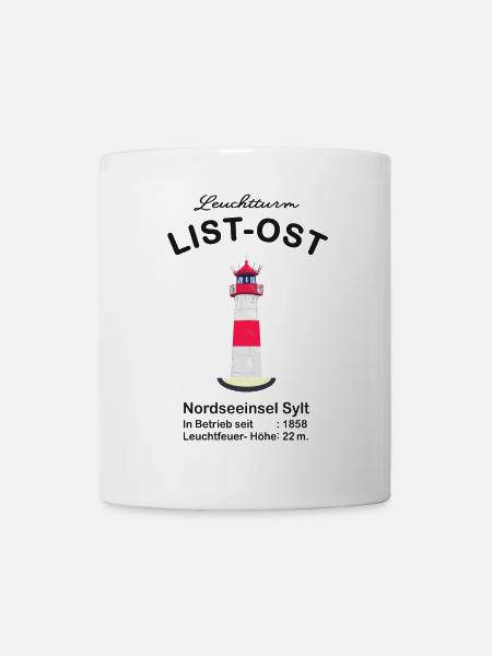 Leuchtturm List - Ost auf Sylt, Zeichnung - Tasse - Weiß