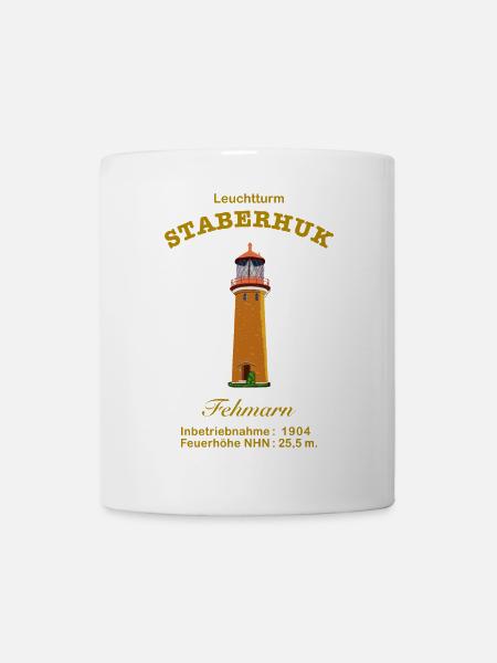 Fehmarn, Wahrzeichen Leuchtturm Staberhuk - Tasse - Weiß
