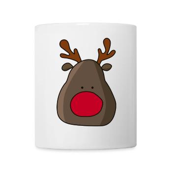 Hirsch mit roter Nase Weihnachtsdesign - Tasse - Weiß - Vorne