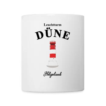 Leuchtturm auf Düne, Insel bei Helgoland, Nordsee - Tasse - Weiß - Vorne