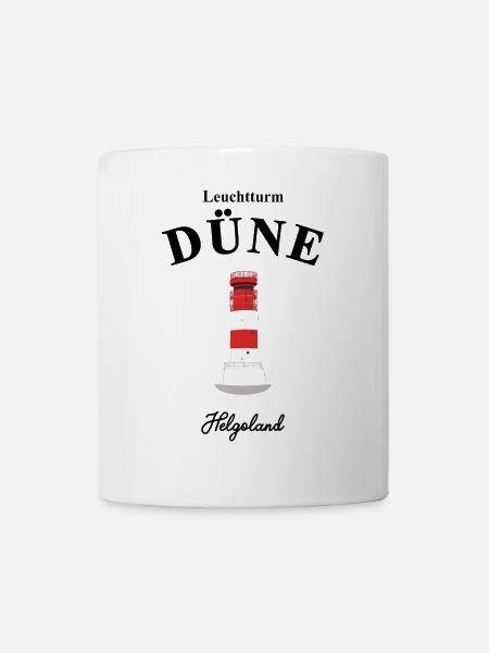 Leuchtturm auf Düne, Insel bei Helgoland, Nordsee - Tasse - Weiß