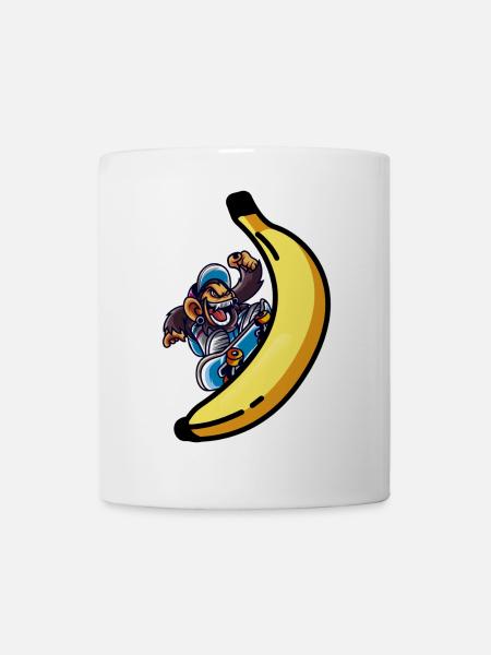 Skater Monkey mit Banane Skateboard - Tasse - Weiß
