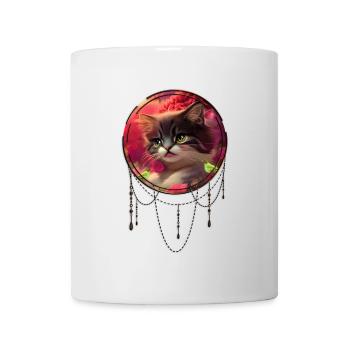 Cute kitten with birds - Mug - white - Front