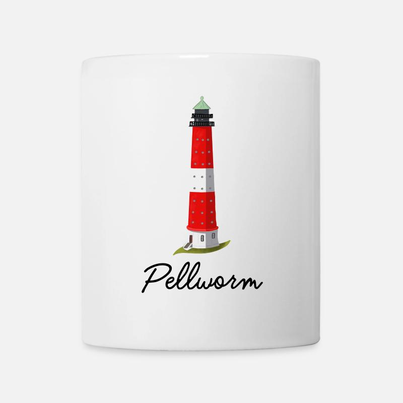 Pellworm, kultiger Leuchtturm, deutsche Nordsee - Tasse - Weiß