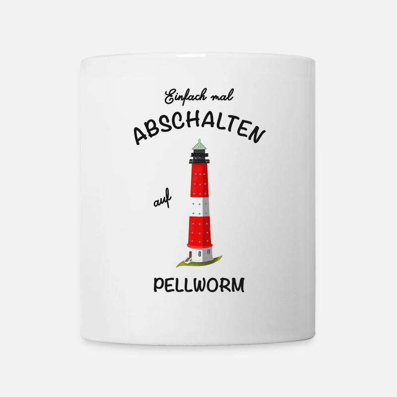 Kultiger Leuchtturm Insel Pellworm, abschalten - Tasse - Weiß