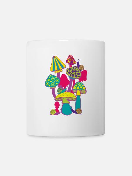 Dérives de champignons colorés aux couleurs néon - Mug blanc - blanc