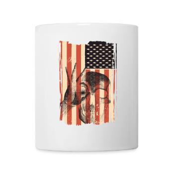 USA Flagge mit Totenkopf - Tasse - Weiß - Vorne