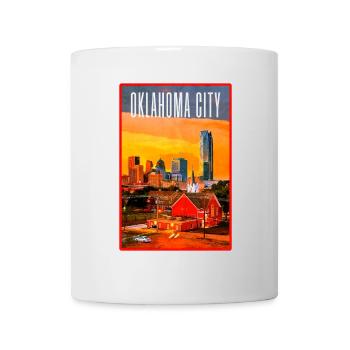 Oklahoma City Skyline Sonnenuntergang - Tasse - Weiß - Vorne