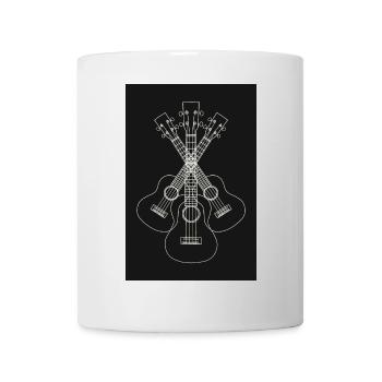 Ukulele LineArt weiss - Poster - Tasse - Weiß - Vorne