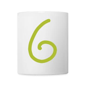 6 Numéro six chiffre vert Anniversaire - Mug blanc - blanc - Devant
