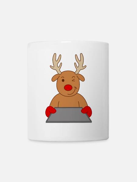 Rentier Bäcker Gebäck Weihnachten Plätzchen backen - Tasse - Weiß