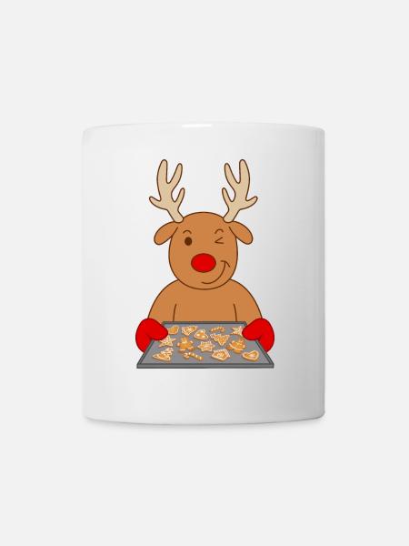 Rentier Weihnachtsgebäck Gebäck Plätzchen backen - Tasse - Weiß