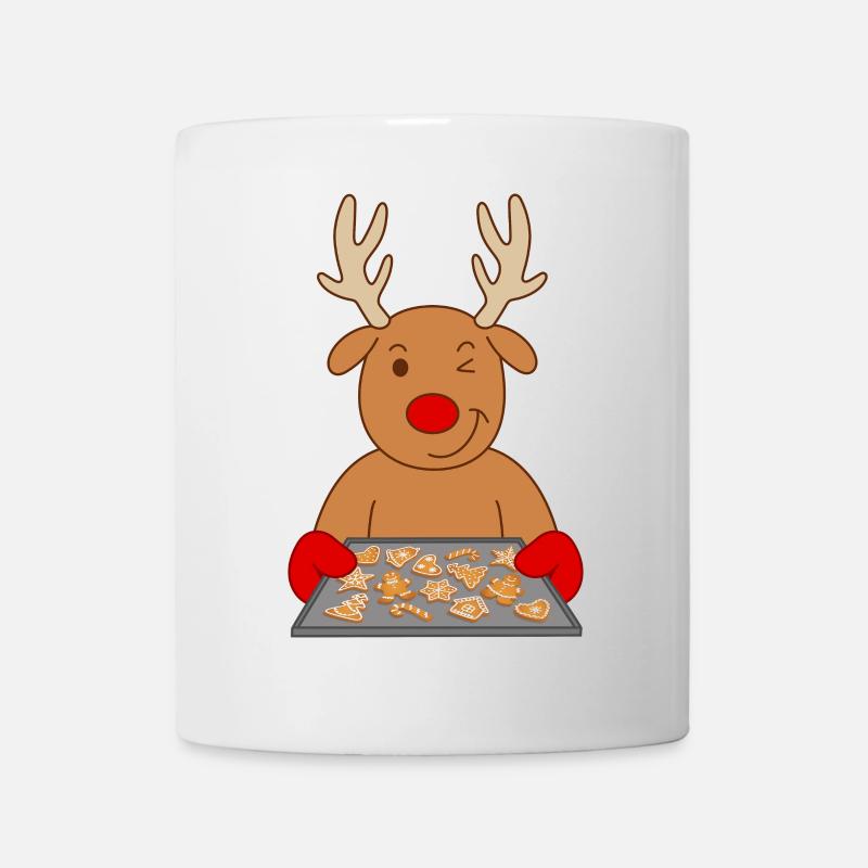 Rentier Weihnachtsgebäck Gebäck Plätzchen backen - Tasse - Weiß