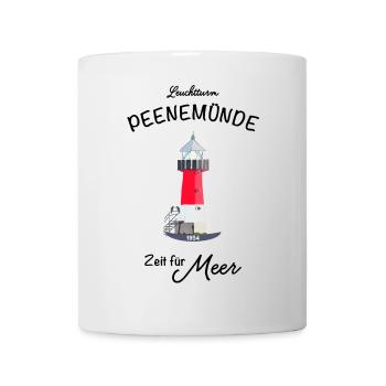 Leuchtturm Peenemünde, Ostsee, Meer, Handzeichnung - Tasse - Weiß - Vorne
