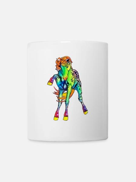 neon Pferd - Tasse - Weiß