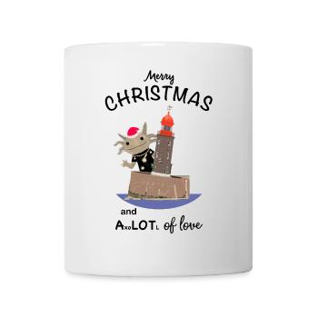 Weihnachten, Axolotl, Leuchtturm Bremerhaven - Tasse - Weiß - Vorne