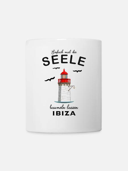 Ibiza, Leuchtturm am Hafen, Seele baumeln lassen - Tasse - Weiß