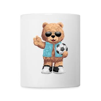 Cooler Bär mit Ball Fussball - Tasse - Weiß - Vorne