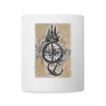 Fully on course maritime compass ship and anchor - Mug - white - Front