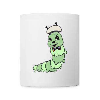 Niedliche Raupe – Cartoon Tier mit Schlips - Tasse - Weiß - Vorne