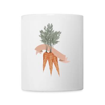 Drei Karotten im Bund mit leeren Banner - Tasse - Weiß - Vorne
