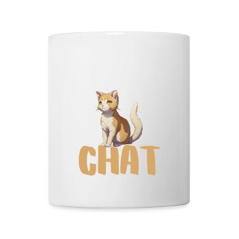 Papa Chat: Chat orange et Typo Large - Mug blanc - blanc - Devant