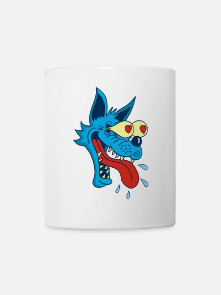 Blauer Wolf verliebt - Tasse - Weiß