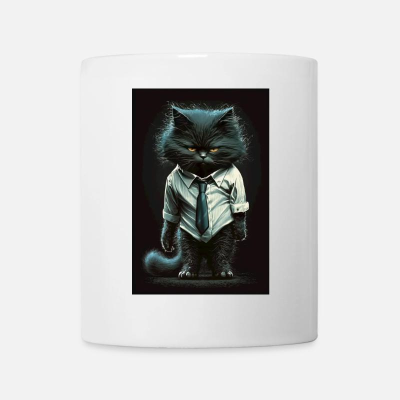Chat en chemise professionnelle - Mug blanc - blanc