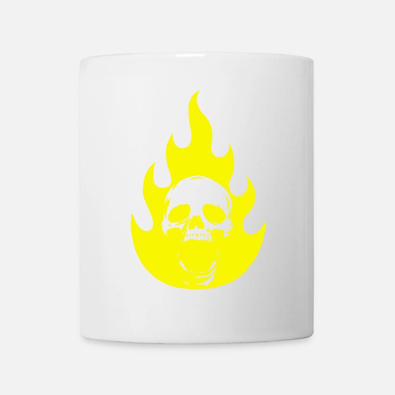 Crâne et flamme jaune - Mug blanc - blanc