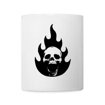Crâne et flamme noire - Mug blanc - blanc - Devant