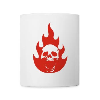 Crâne et flamme rouge - Mug blanc - blanc - Devant