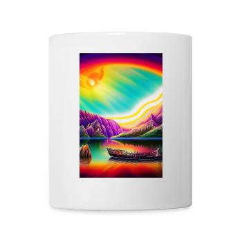 Landscape with lake, boat and mountains - Mug - white - Front