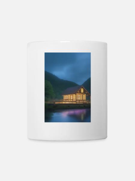 Charmante Hütte am See - Tasse - Weiß