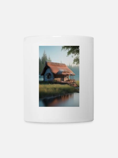 Charmante Hütte am See - Tasse - Weiß