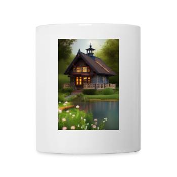 Charming lakeside cabin - Mug - white - Front