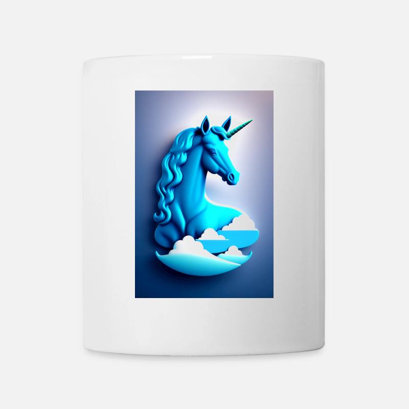 Blaues Einhorn - Tasse - Weiß