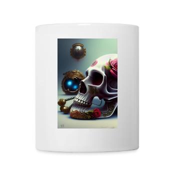 Abstrakte Totenkopf mit Rose - Tasse - Weiß - Vorne