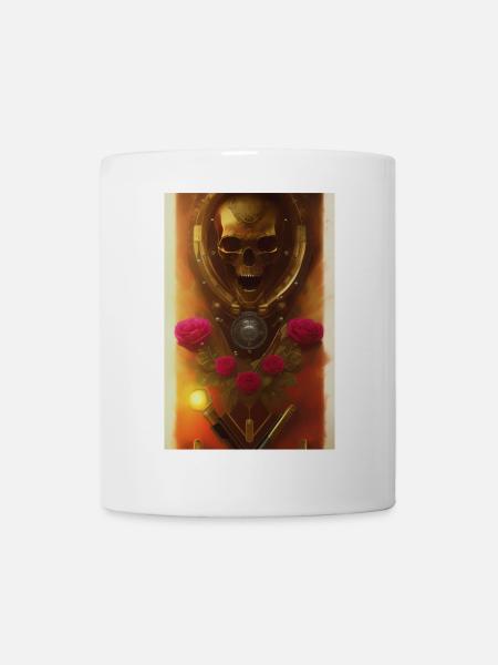Totenkopf mit Rosen - Tasse - Weiß