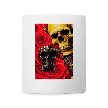 Crânes avec des roses - Mug blanc - blanc - Devant