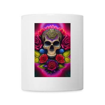 Crâne avec des roses - Mug blanc - blanc - Devant
