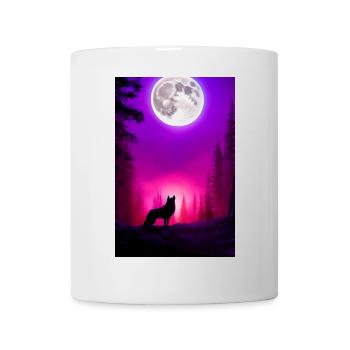 Wolf und Mond - Tasse - Weiß - Vorne