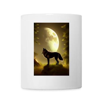 Wolf und Mond - Tasse - Weiß - Vorne
