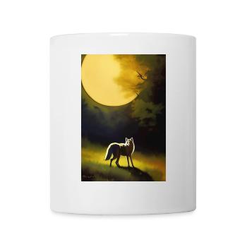 Wolf und Mond - Tasse - Weiß - Vorne